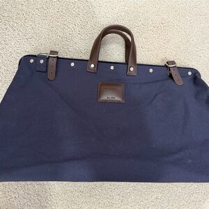 Men's Navy and Brown Leather Trim Bag